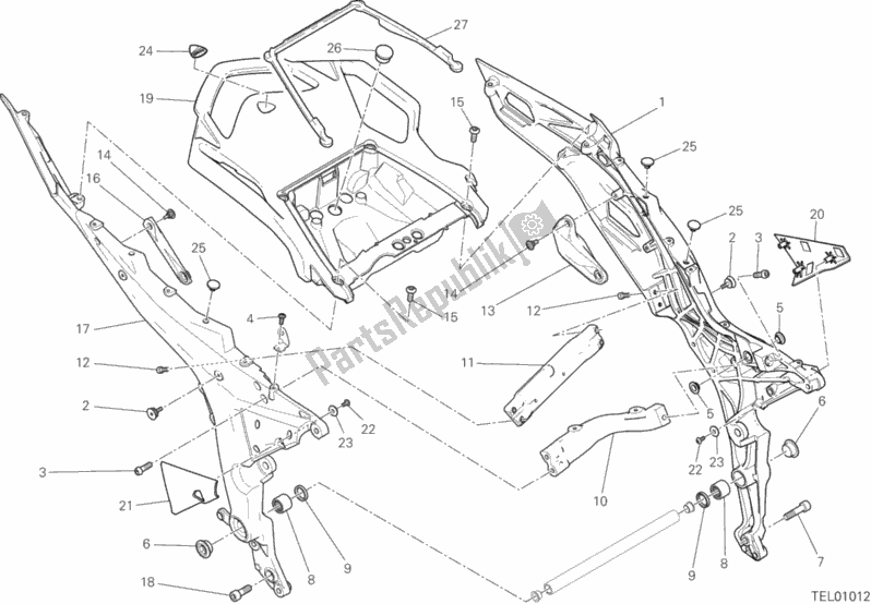Alle onderdelen voor de Achterframe Comp. Van de Ducati Multistrada 1200 Enduro Touring 2018